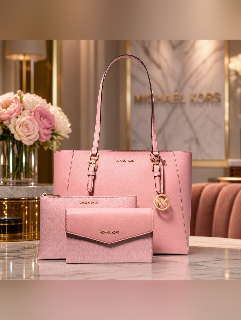 Michael Kors Charlotte Large Saffiano Leather 3-in-1 Tote Bag 